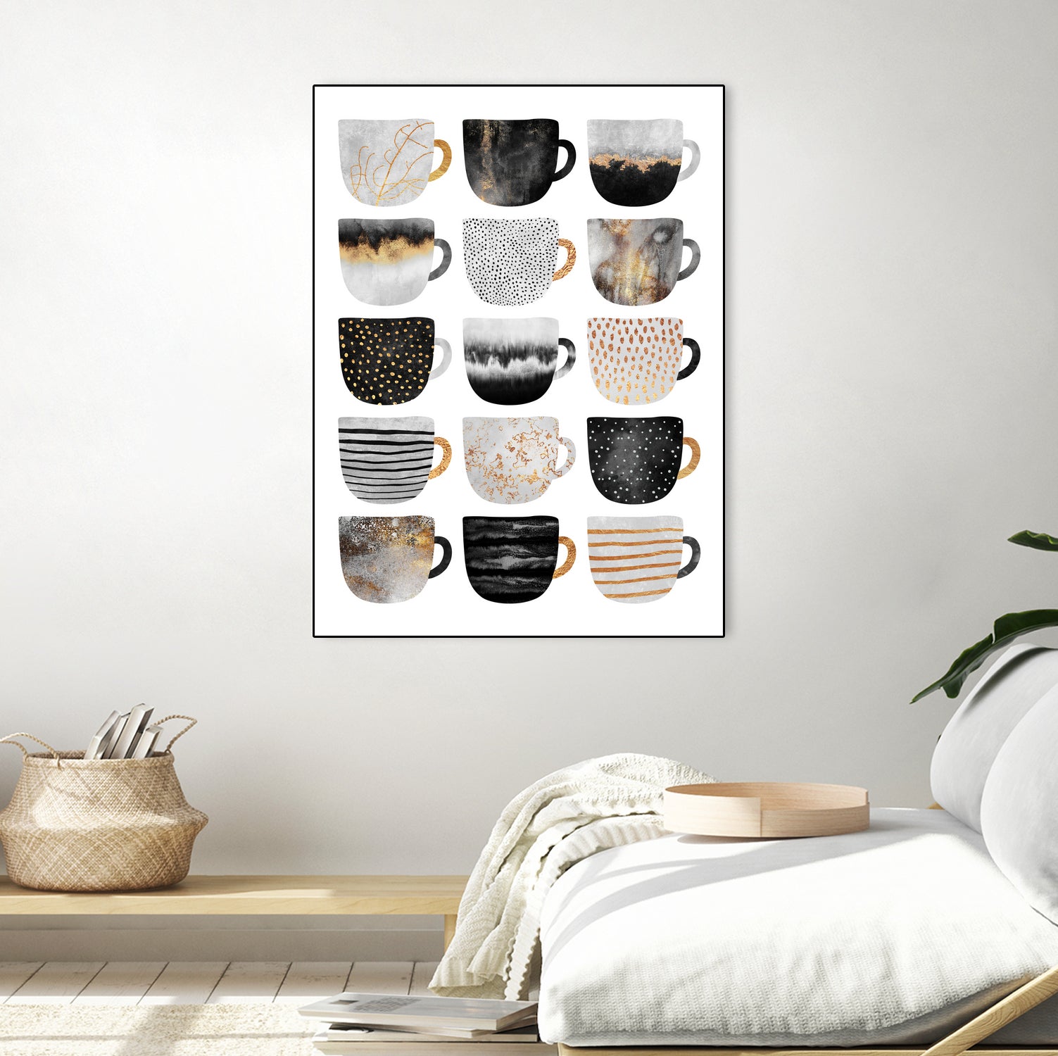 Pretty Coffee Cups 3 - White by Elisabeth Fredriksson on GIANT ART - gray digital painting