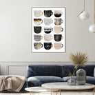 Pretty Coffee Cups 3 - White by Elisabeth Fredriksson on GIANT ART - gray digital painting