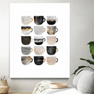 Pretty Coffee Cups 3 - White by Elisabeth Fredriksson on GIANT ART - gray digital painting