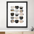 Pretty Coffee Cups 3 - White by Elisabeth Fredriksson on GIANT ART - gray digital painting