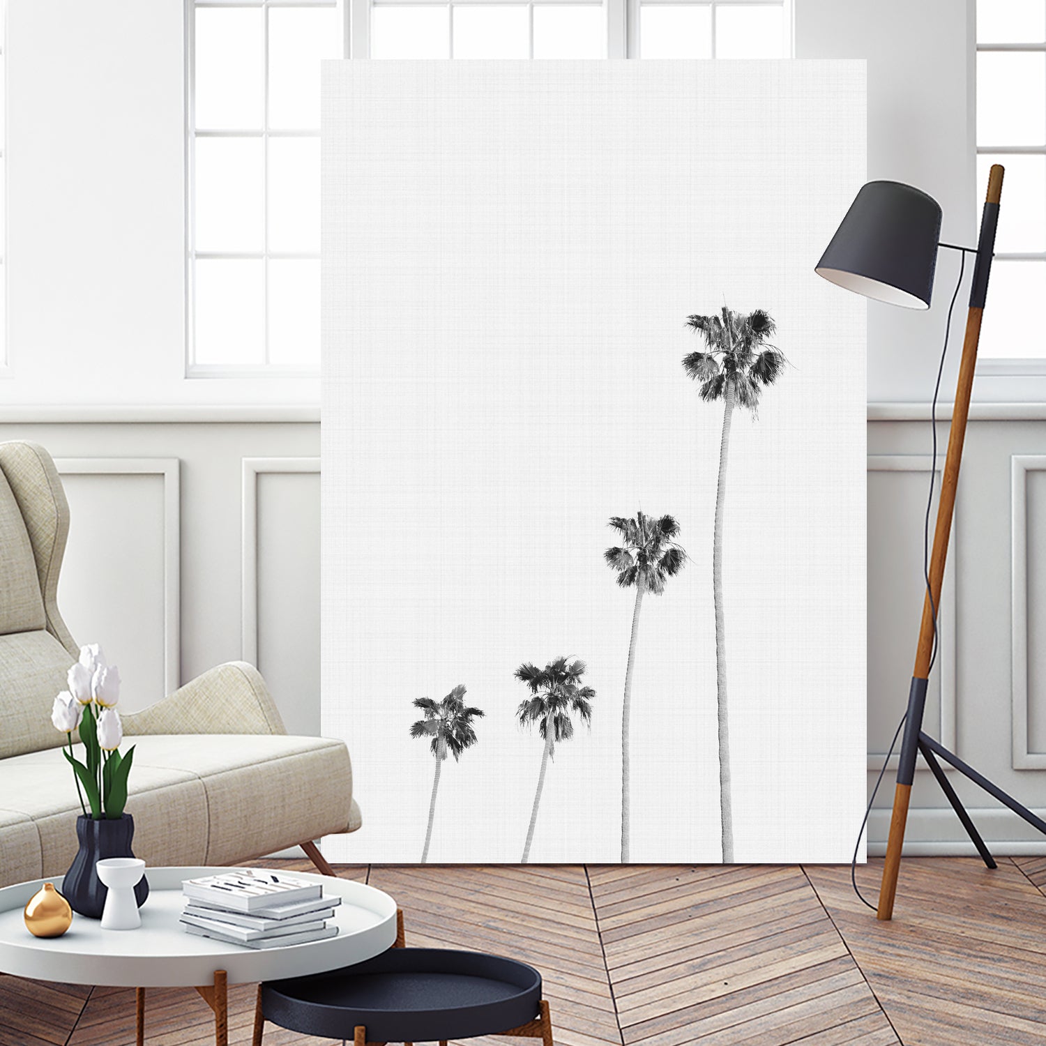 Palm Trees Monochrome by Justinas Jokubauskas on GIANT ART - black digital painting