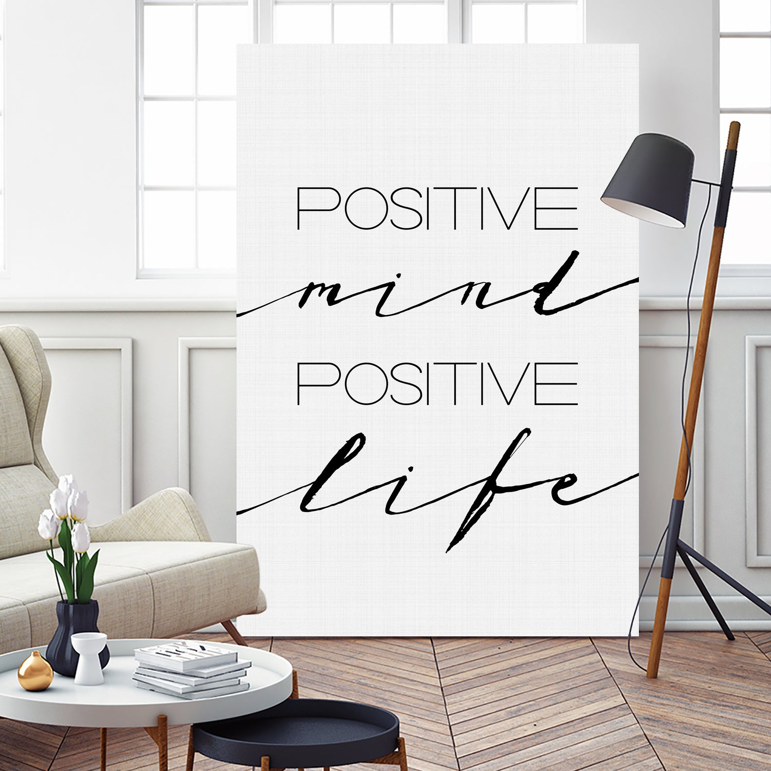 Positive Mind Positive Life by Justinas Jokubauskas on GIANT ART - black typography