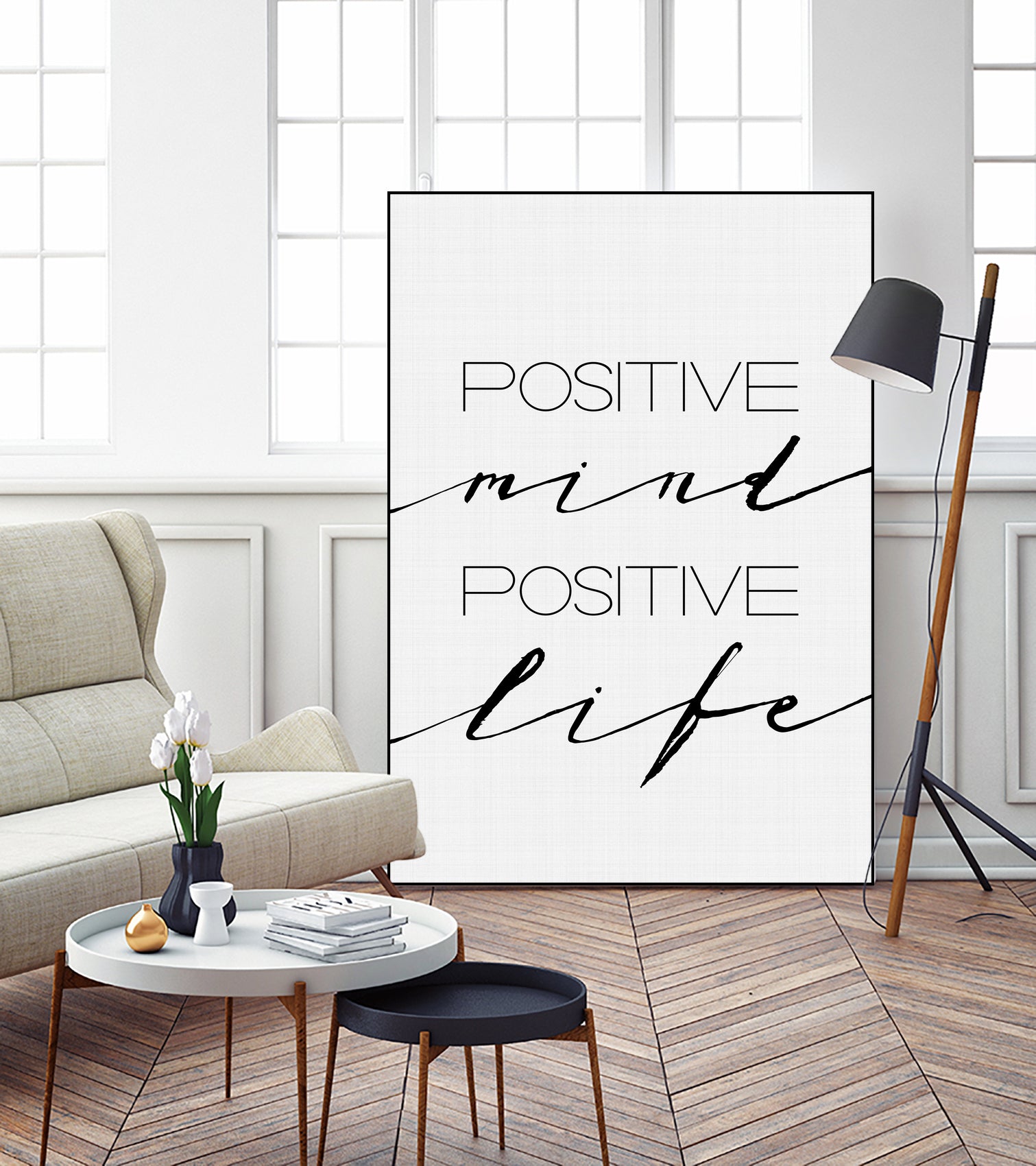 Positive Mind Positive Life by Justinas Jokubauskas on GIANT ART - black typography