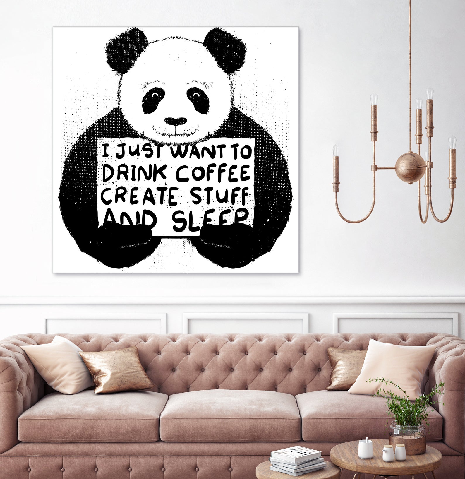 I Just Want to Drink Coffee Creates Stuff and Sleep by Tobias Fonseca on GIANT ART - white digital painting