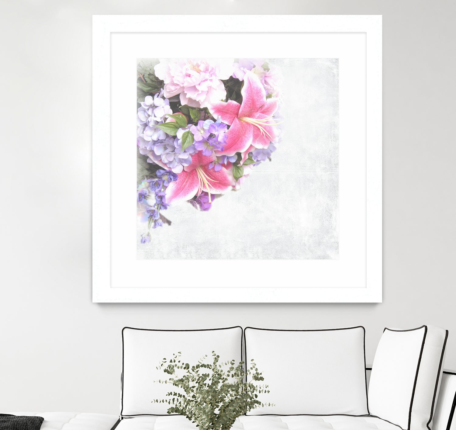 Vintage Flowers Lily by Sven Herkenrath on GIANT ART - pink mixed media