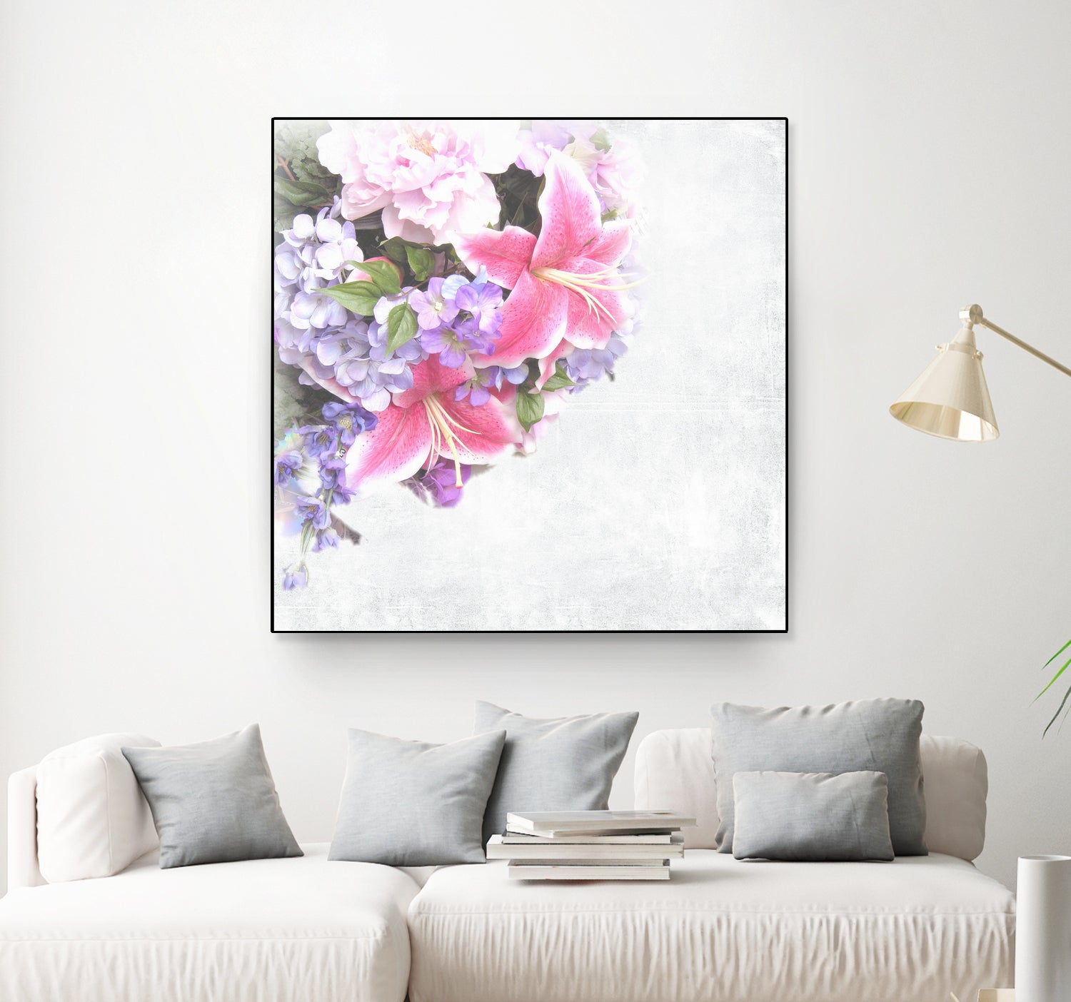 Vintage Flowers Lily by Sven Herkenrath on GIANT ART - pink mixed media