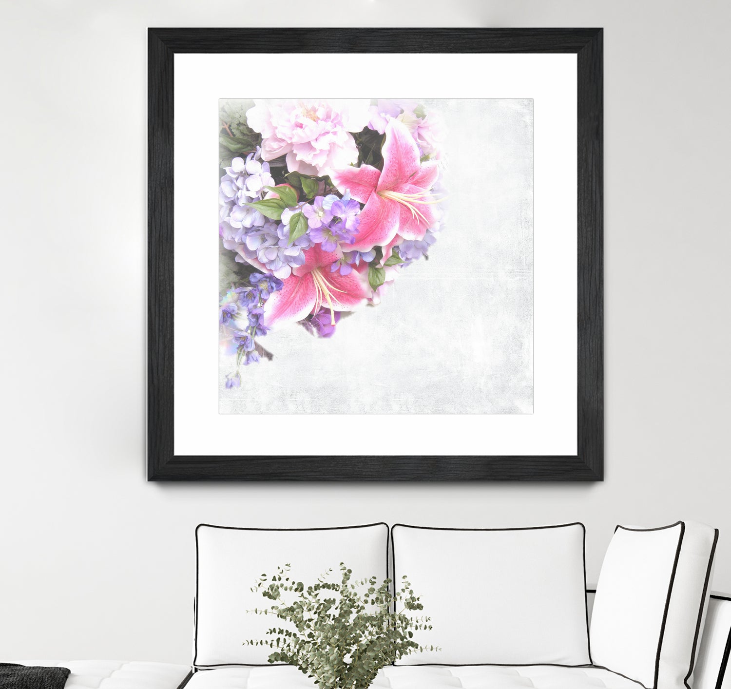 Vintage Flowers Lily by Sven Herkenrath on GIANT ART - pink mixed media