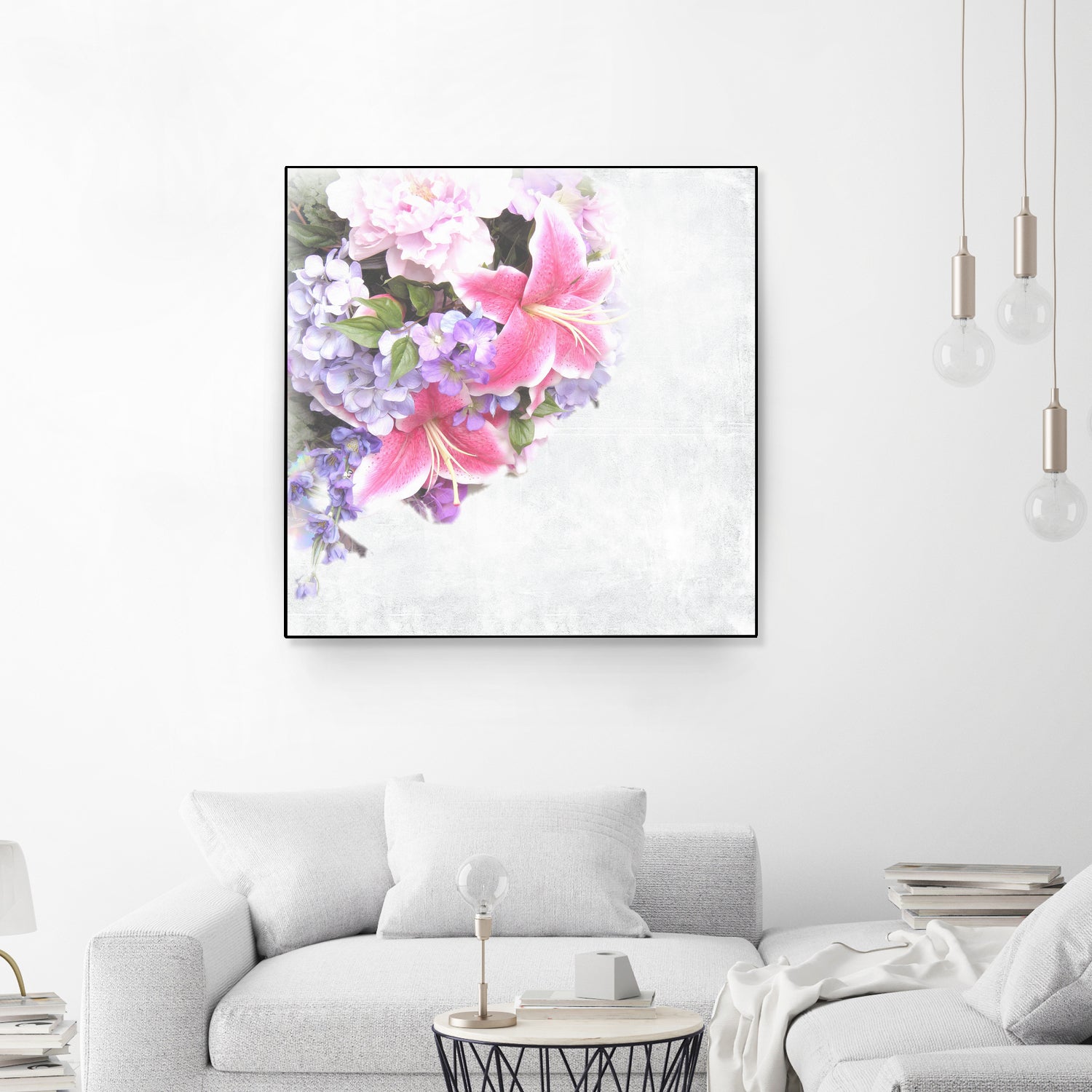 Vintage Flowers Lily by Sven Herkenrath on GIANT ART - pink mixed media