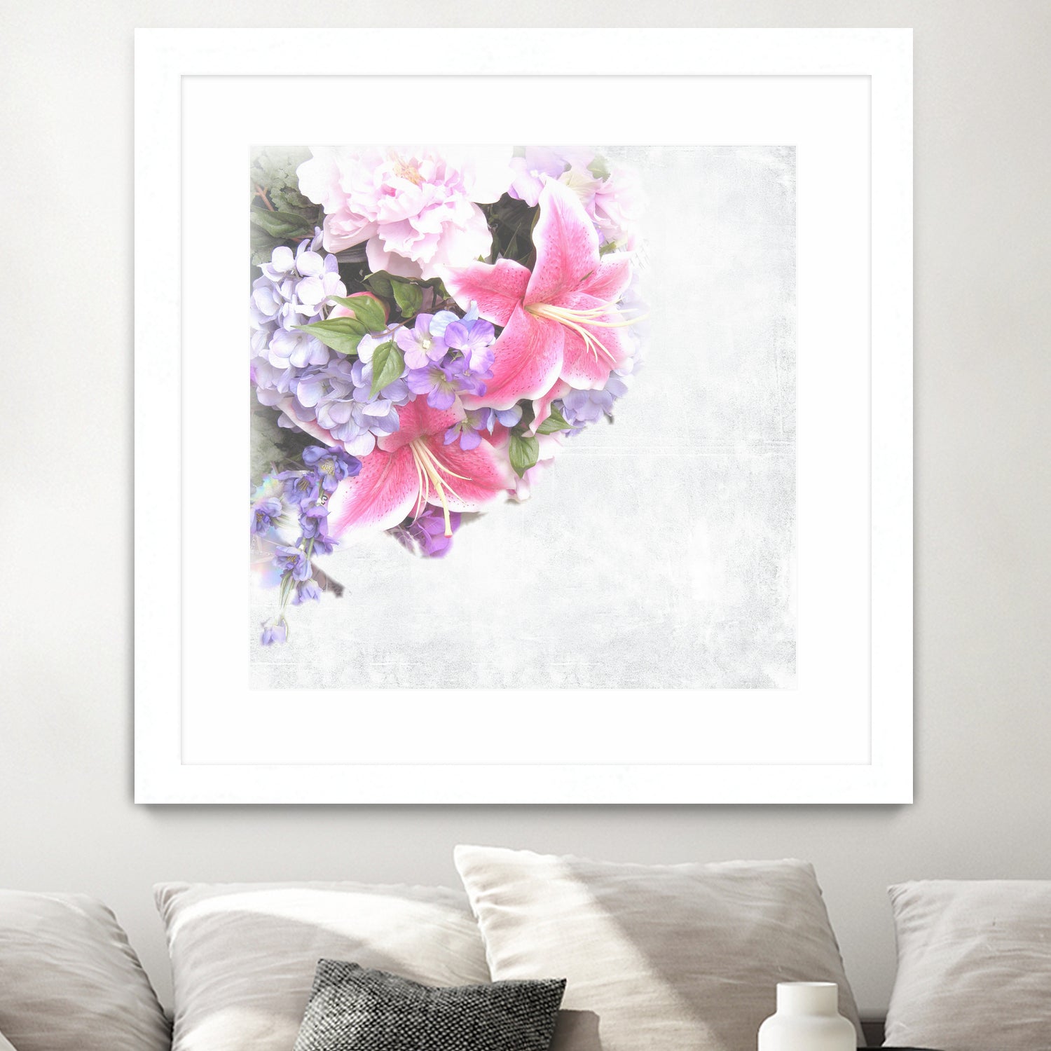 Vintage Flowers Lily by Sven Herkenrath on GIANT ART - pink mixed media