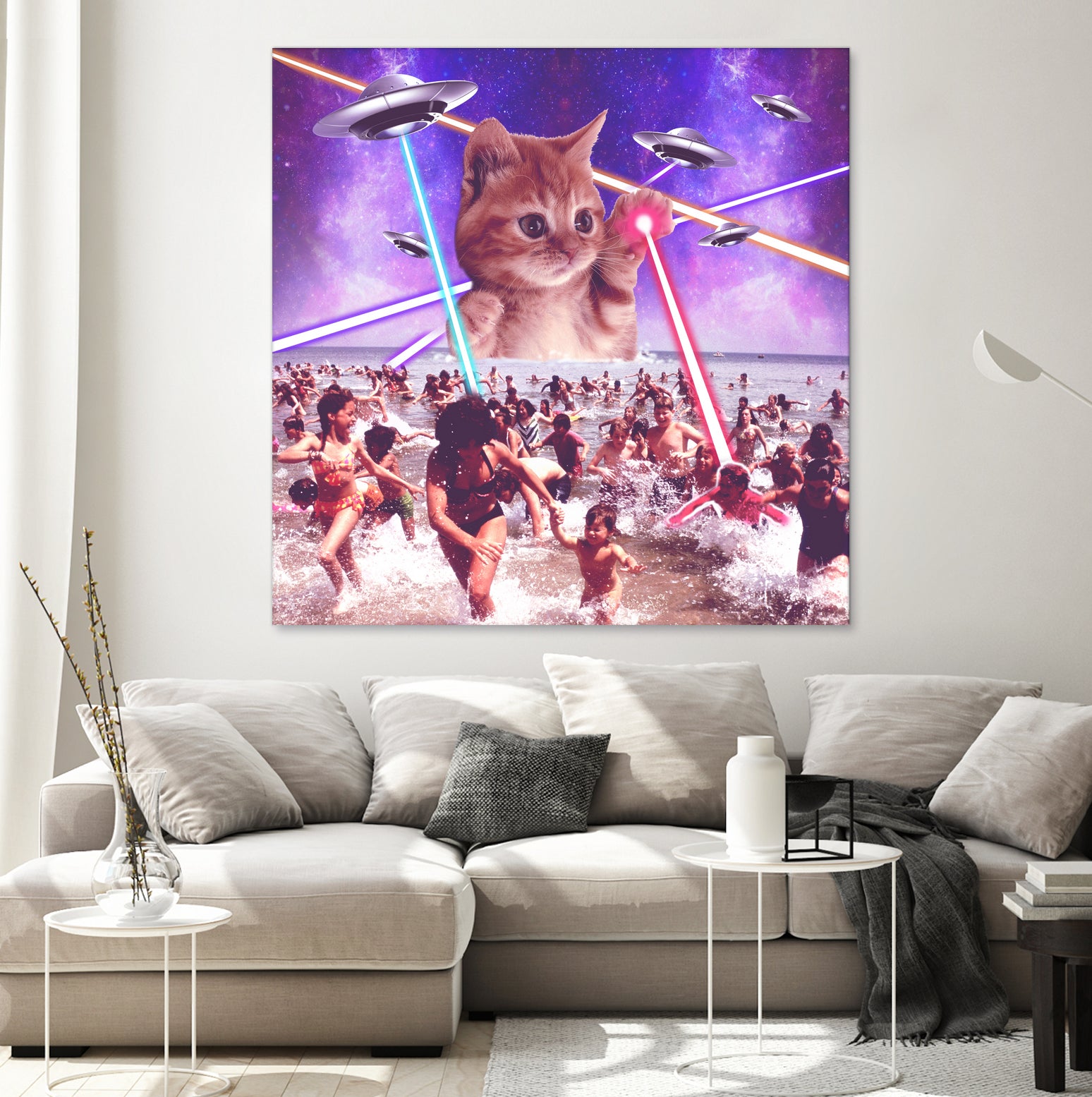 cat invader from space galaxy marsians by Damian Augustyniak on GIANT ART - white photo manipulation