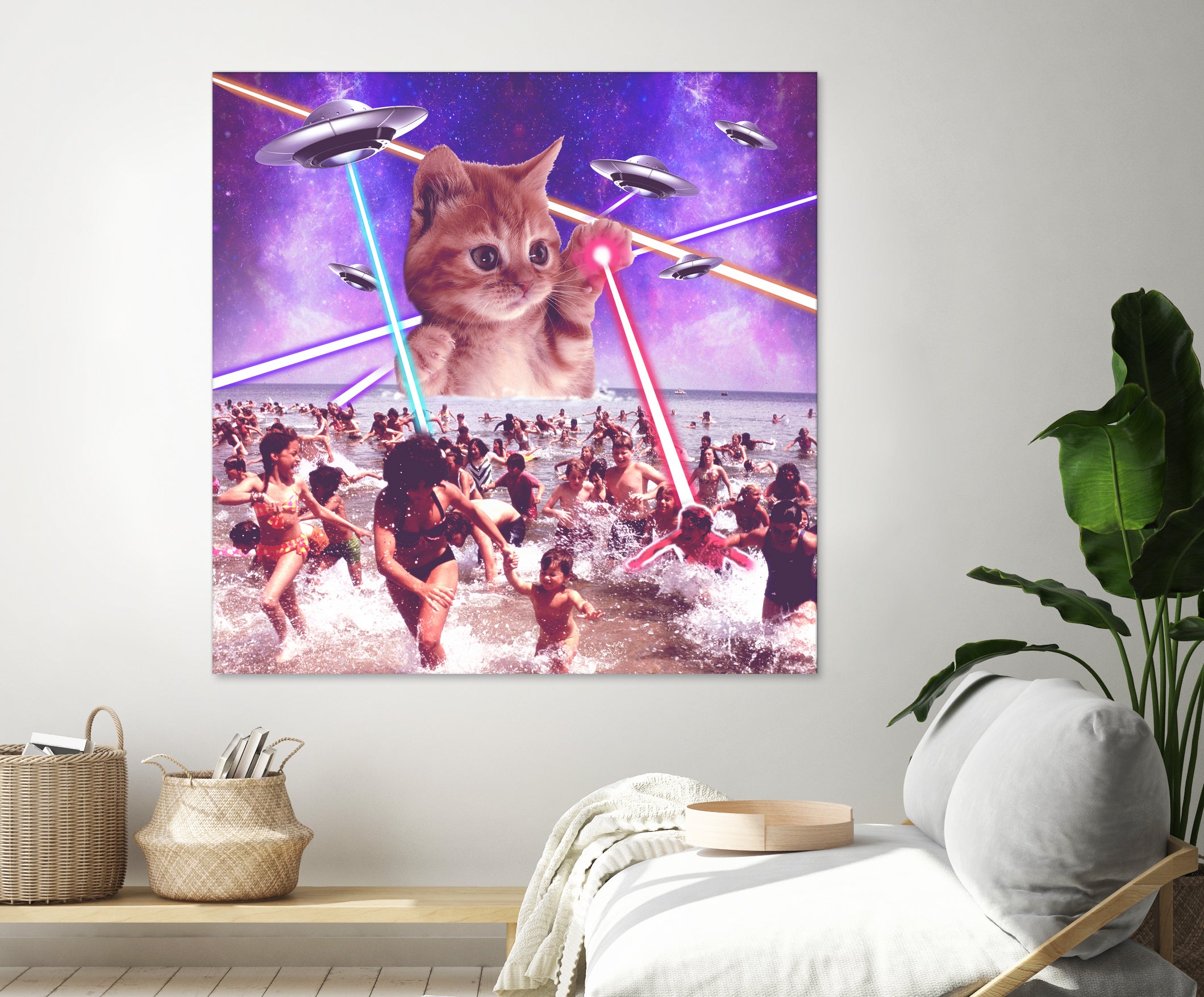 cat invader from space galaxy marsians by Damian Augustyniak on GIANT ART - white photo manipulation