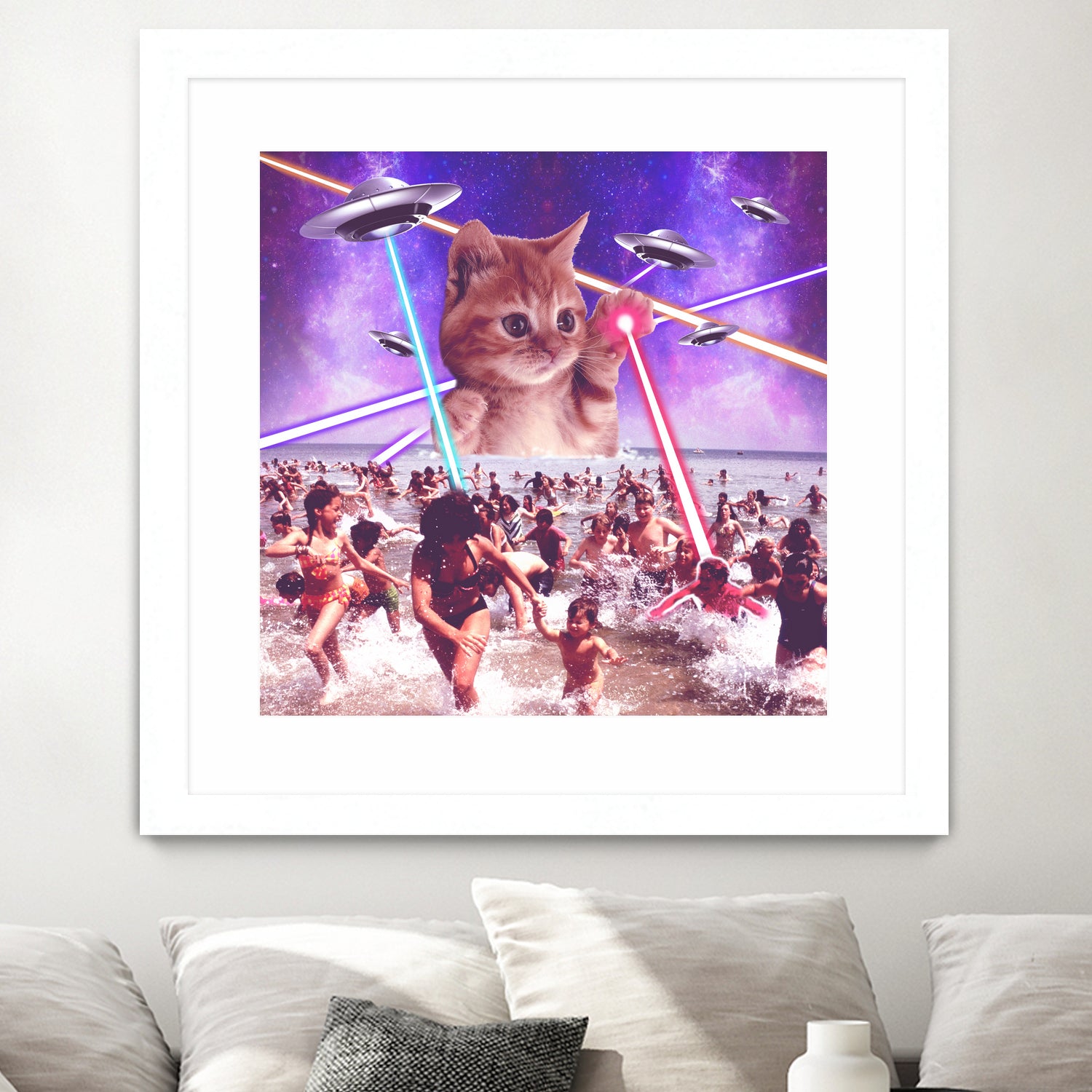 cat invader from space galaxy marsians by Damian Augustyniak on GIANT ART - white photo manipulation