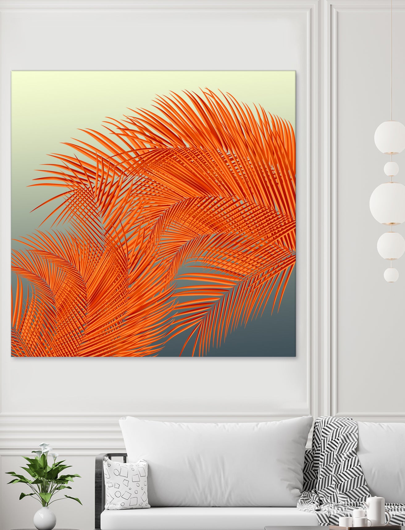 Summer Palm Leaves, Orange by Jiri Svetlik on GIANT ART - orange digital painting