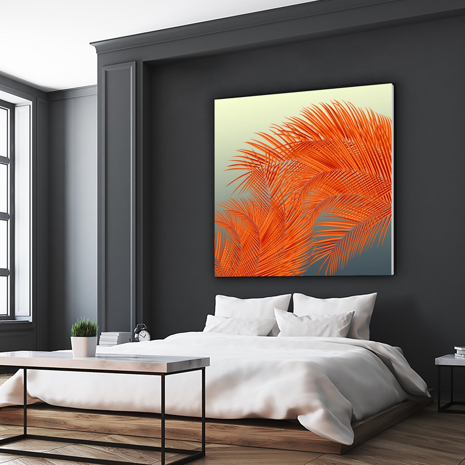 Summer Palm Leaves, Orange by Jiri Svetlik on GIANT ART - orange digital painting