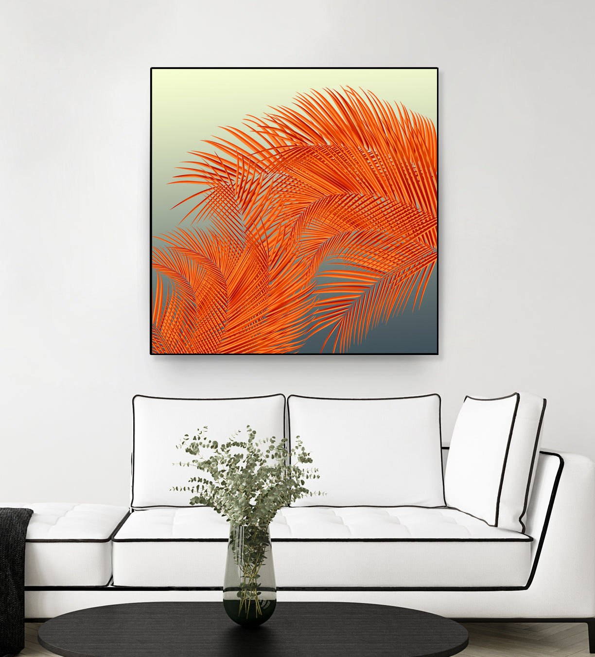 Summer Palm Leaves, Orange by Jiri Svetlik on GIANT ART - orange digital painting