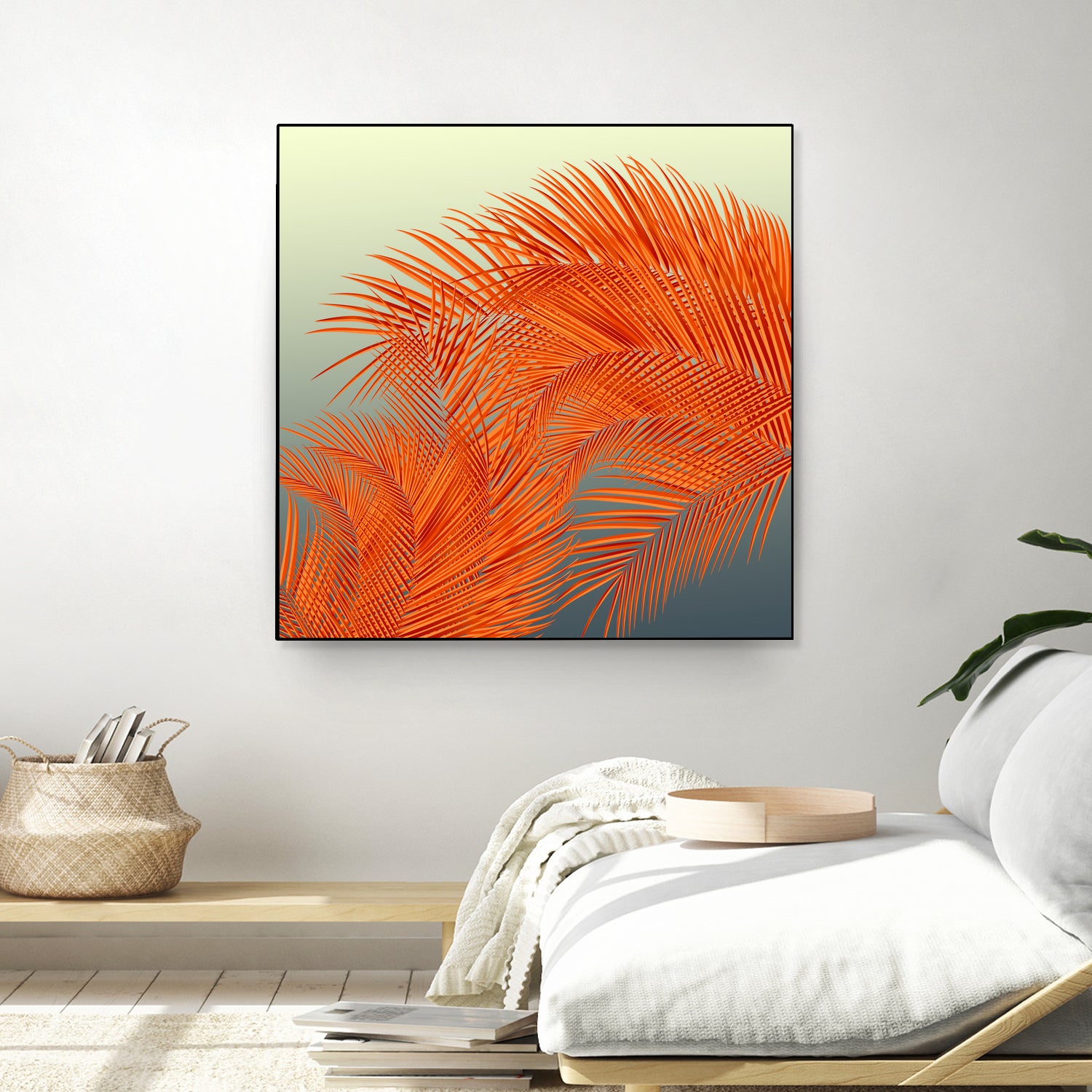 Summer Palm Leaves, Orange by Jiri Svetlik on GIANT ART - orange digital painting