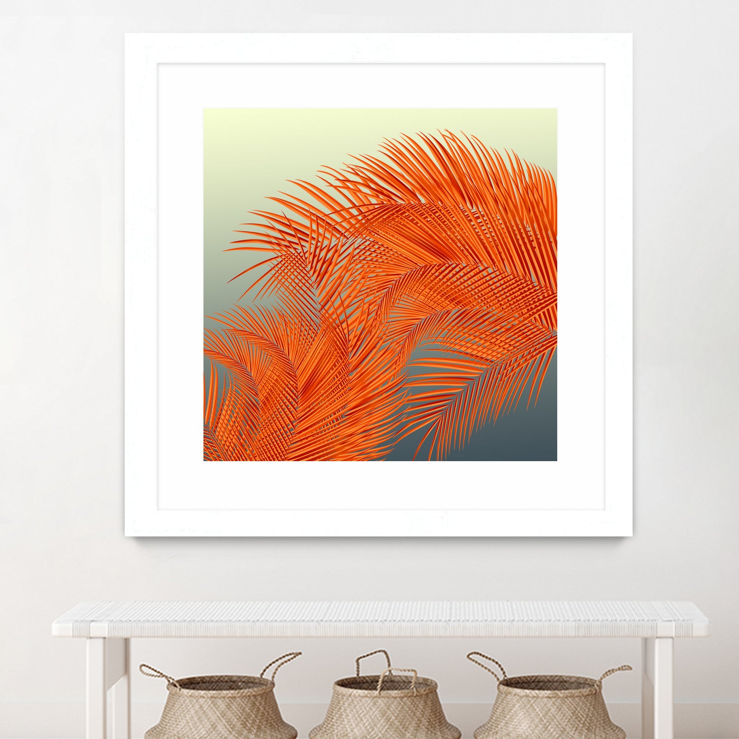 Summer Palm Leaves, Orange by Jiri Svetlik on GIANT ART - orange digital painting