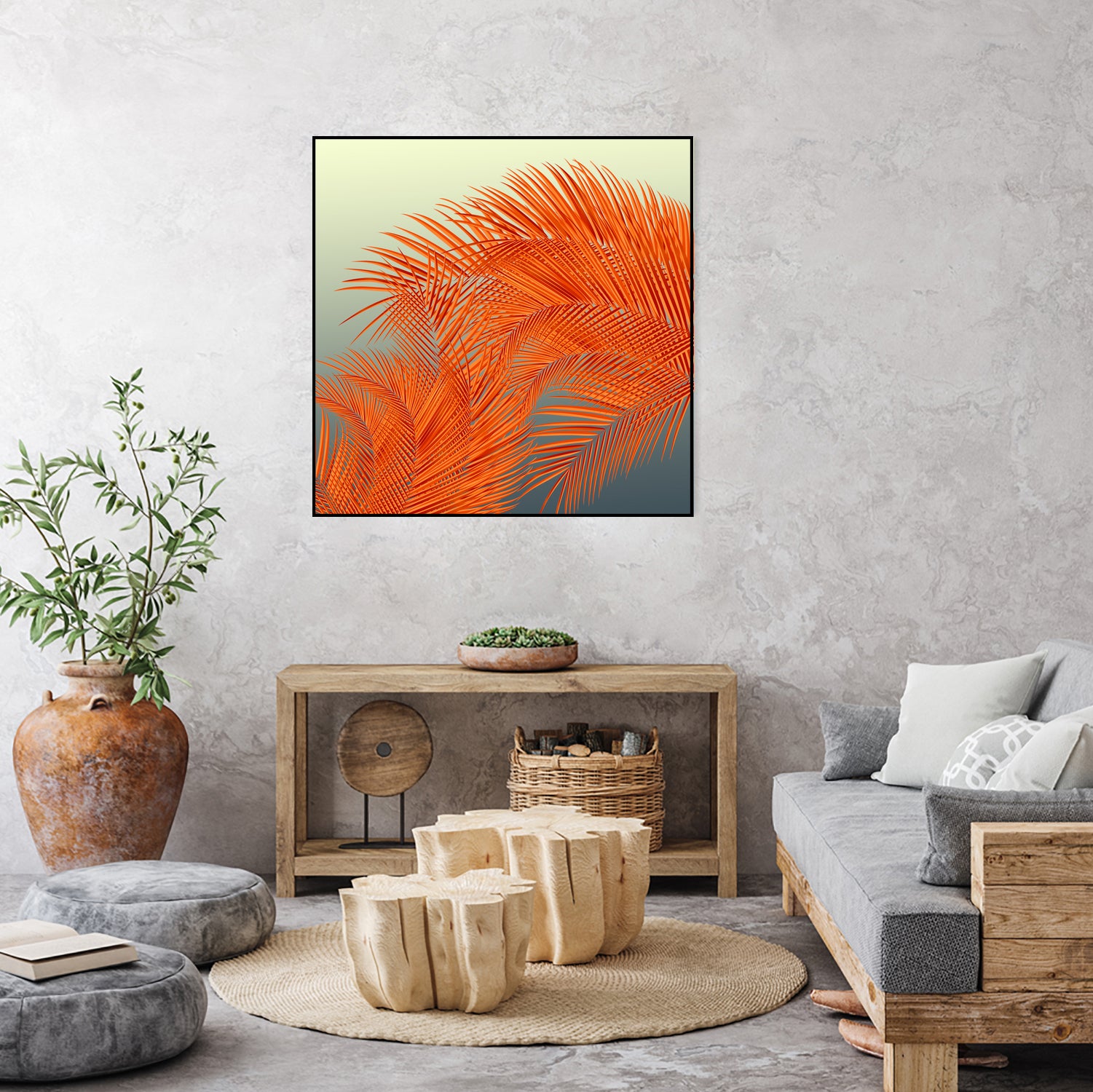 Summer Palm Leaves, Orange by Jiri Svetlik on GIANT ART - orange digital painting