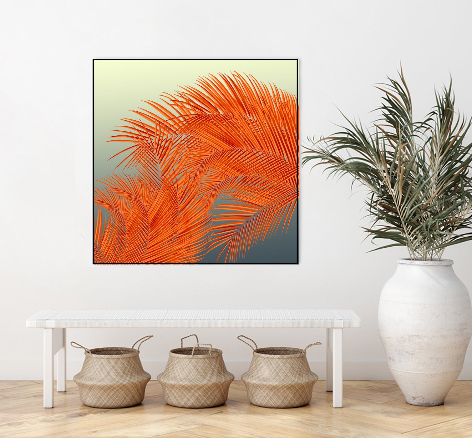 Summer Palm Leaves, Orange by Jiri Svetlik on GIANT ART - orange digital painting