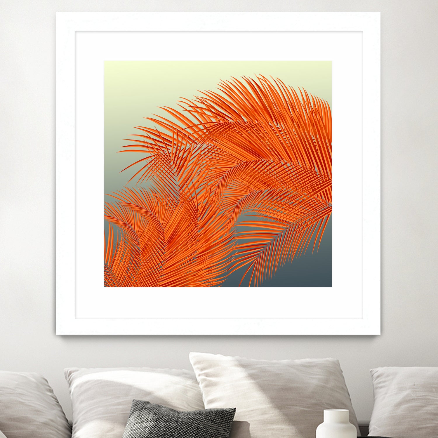 Summer Palm Leaves, Orange by Jiri Svetlik on GIANT ART - orange digital painting