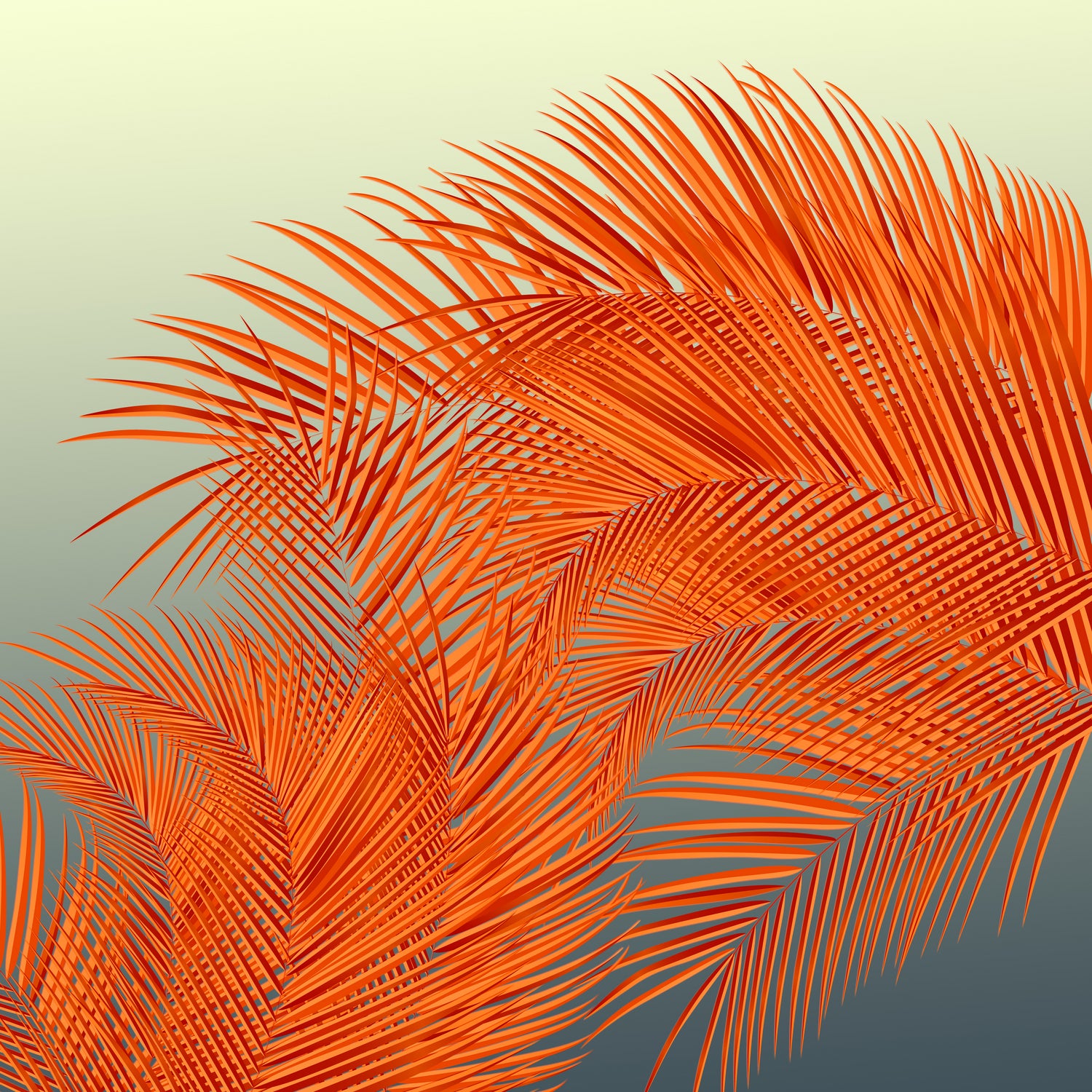 Summer Palm Leaves, Orange by Jiri Svetlik on GIANT ART - orange digital painting