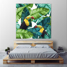 Toucans Tropical Banana Leaves Pattern by Brigitte Carre on GIANT ART - green digital painting