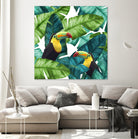 Toucans Tropical Banana Leaves Pattern by Brigitte Carre on GIANT ART - green digital painting