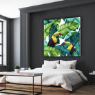 Toucans Tropical Banana Leaves Pattern by Brigitte Carre on GIANT ART - green digital painting