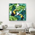 Toucans Tropical Banana Leaves Pattern by Brigitte Carre on GIANT ART - green digital painting