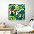 Toucans Tropical Banana Leaves Pattern by Brigitte Carre on GIANT ART - green digital painting