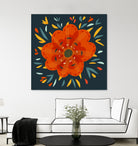 Whimsical Decorative Orange Flower by Boriana Giormova on GIANT ART - orange digital drawing