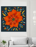 Whimsical Decorative Orange Flower by Boriana Giormova on GIANT ART - orange digital drawing