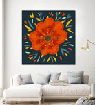 Whimsical Decorative Orange Flower by Boriana Giormova on GIANT ART - orange digital drawing