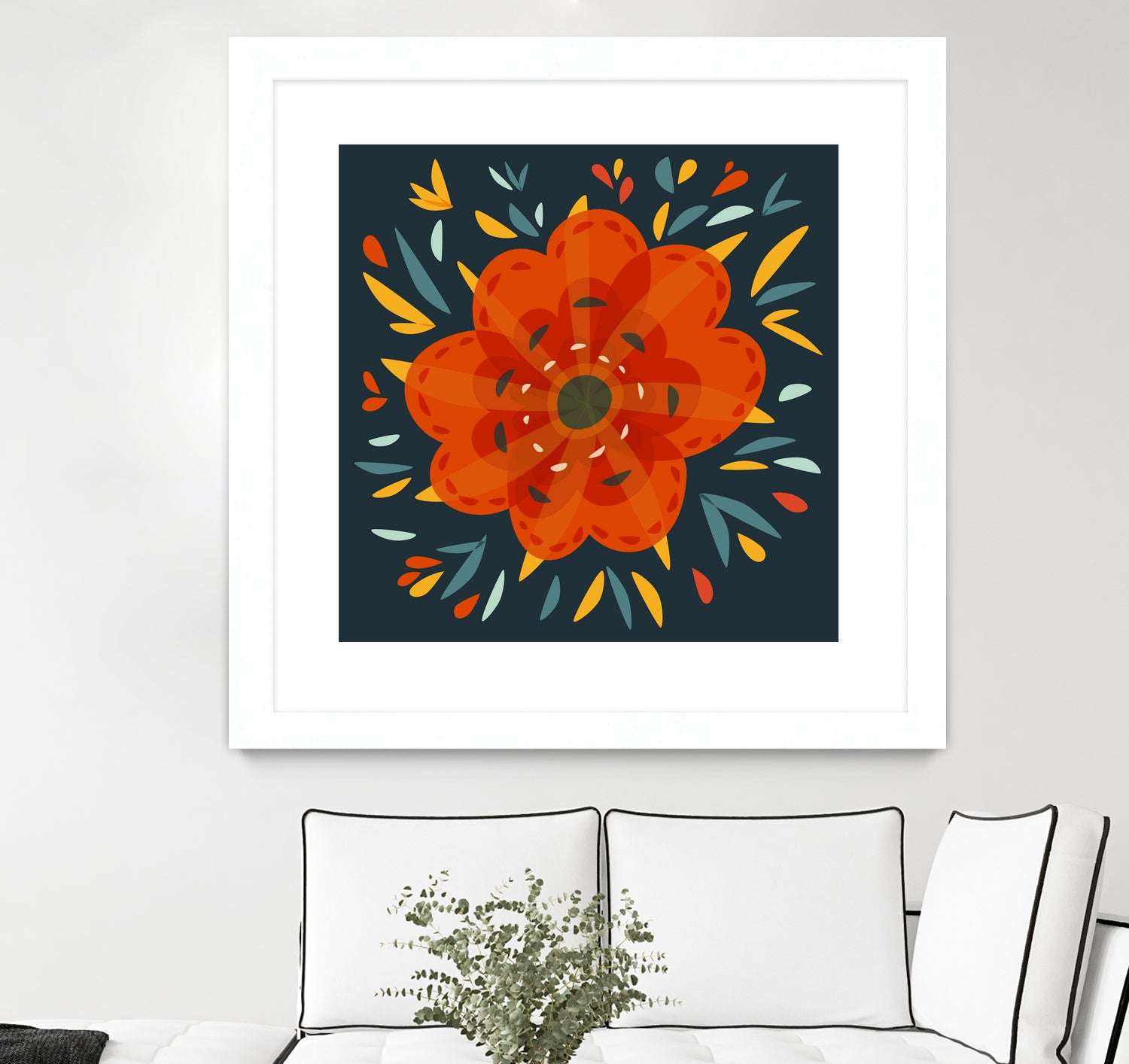 Whimsical Decorative Orange Flower by Boriana Giormova on GIANT ART - orange digital drawing