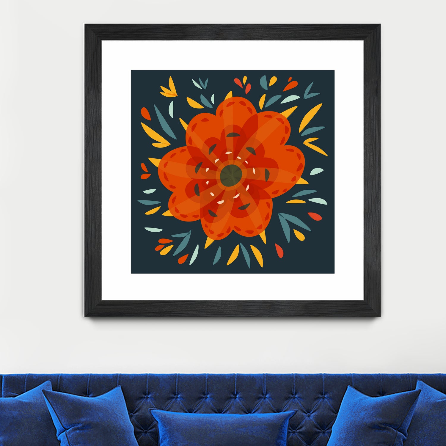 Whimsical Decorative Orange Flower by Boriana Giormova on GIANT ART - orange digital drawing