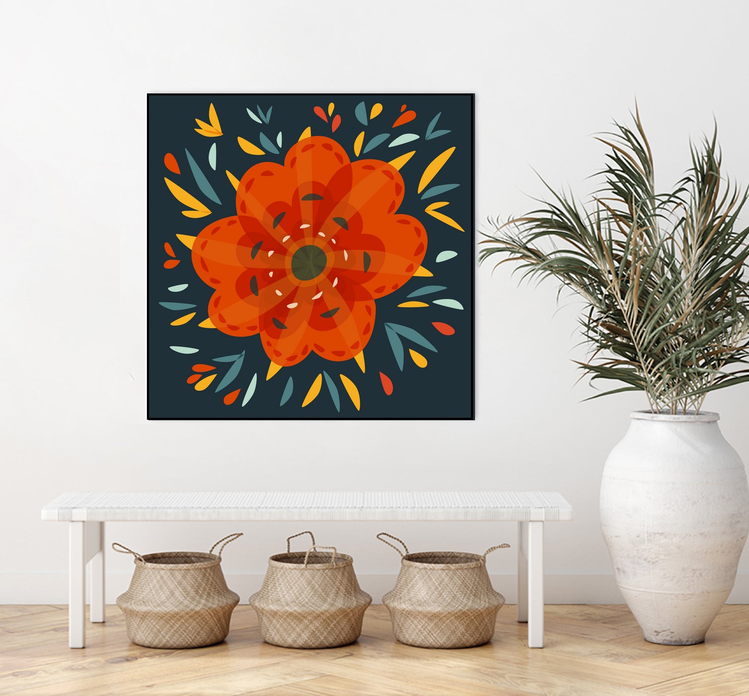 Whimsical Decorative Orange Flower by Boriana Giormova on GIANT ART - orange digital drawing