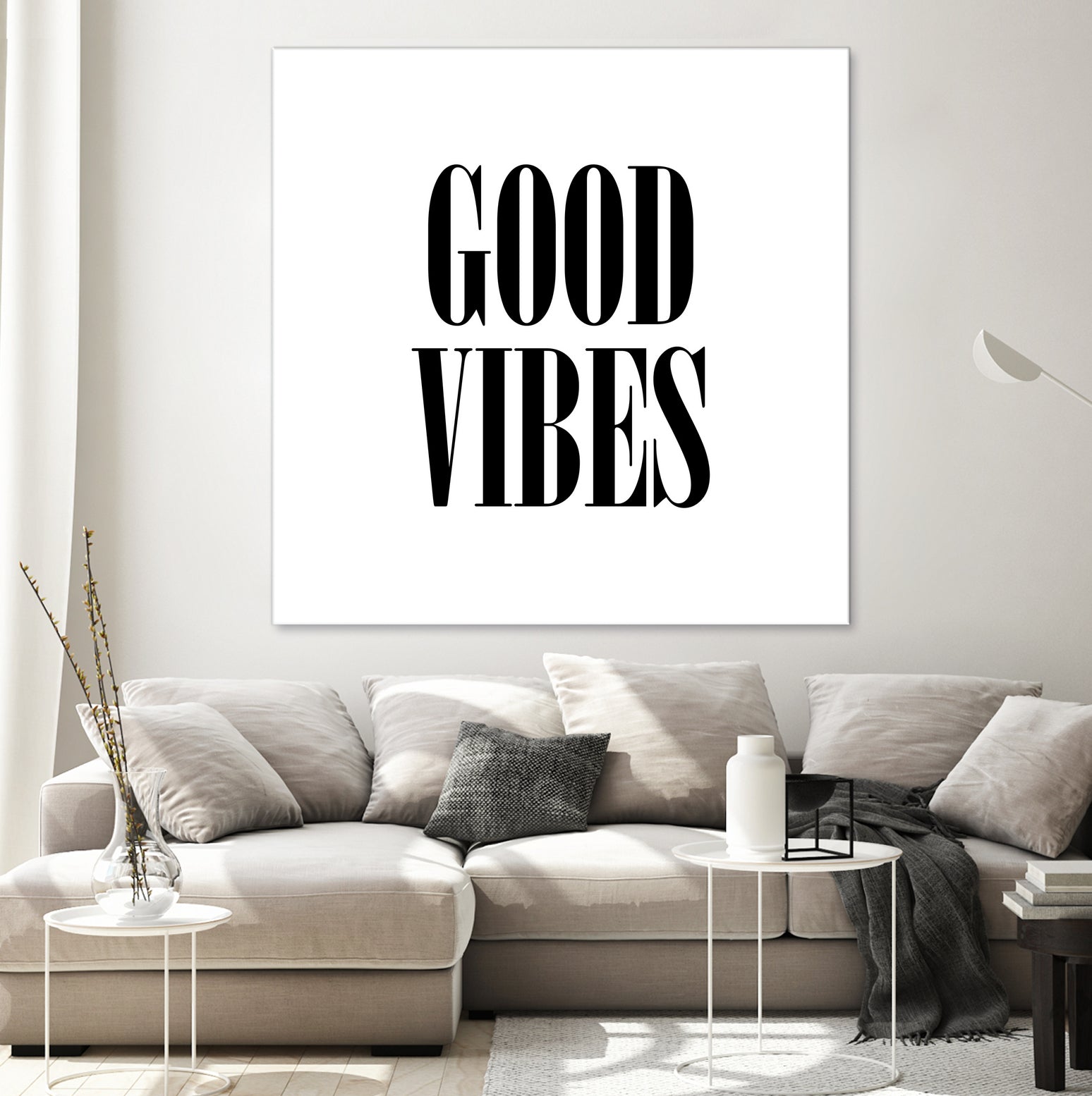 Good Vibes by Neli Dimitrova on GIANT ART - white typography