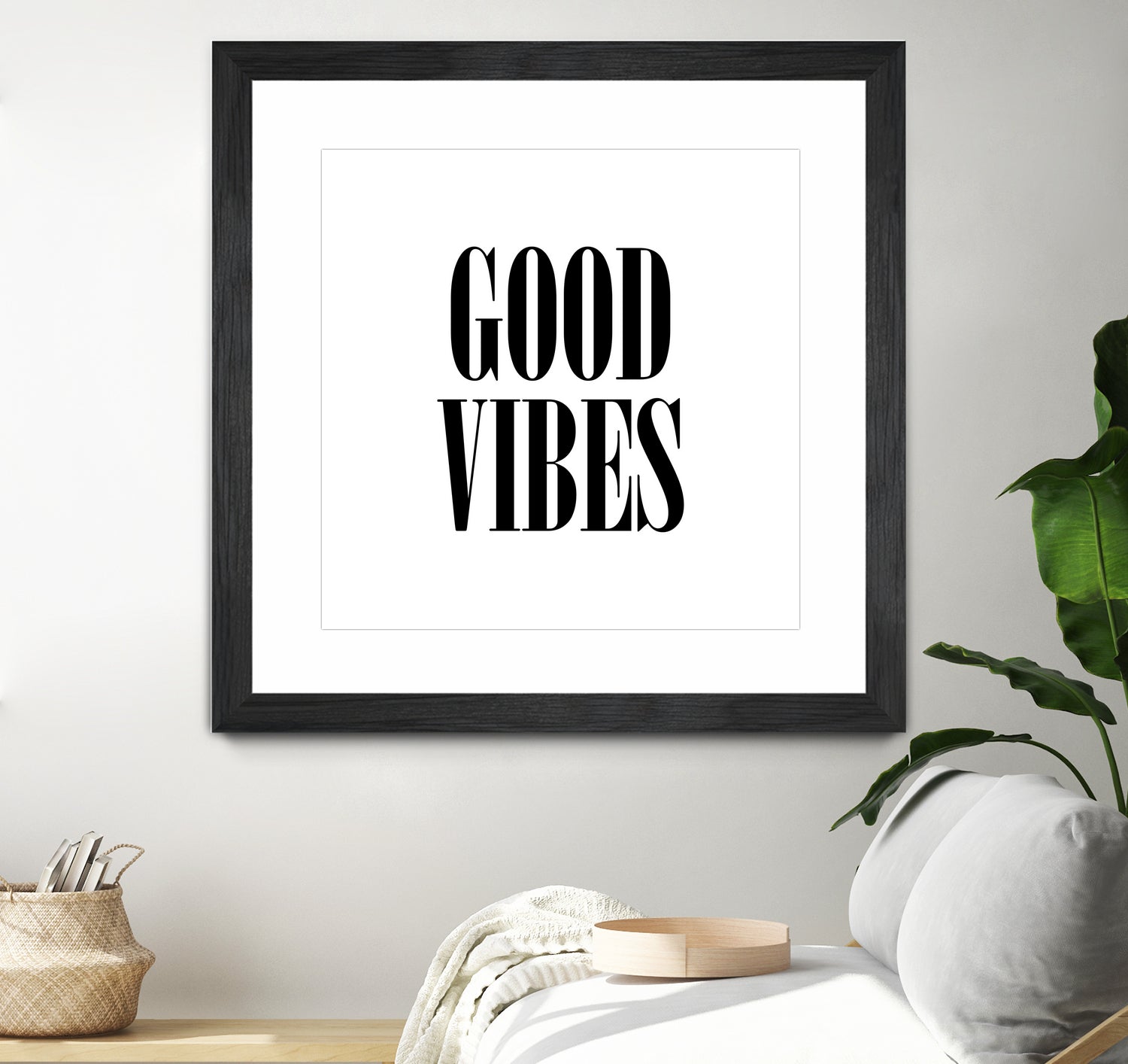 Good Vibes by Neli Dimitrova on GIANT ART - white typography