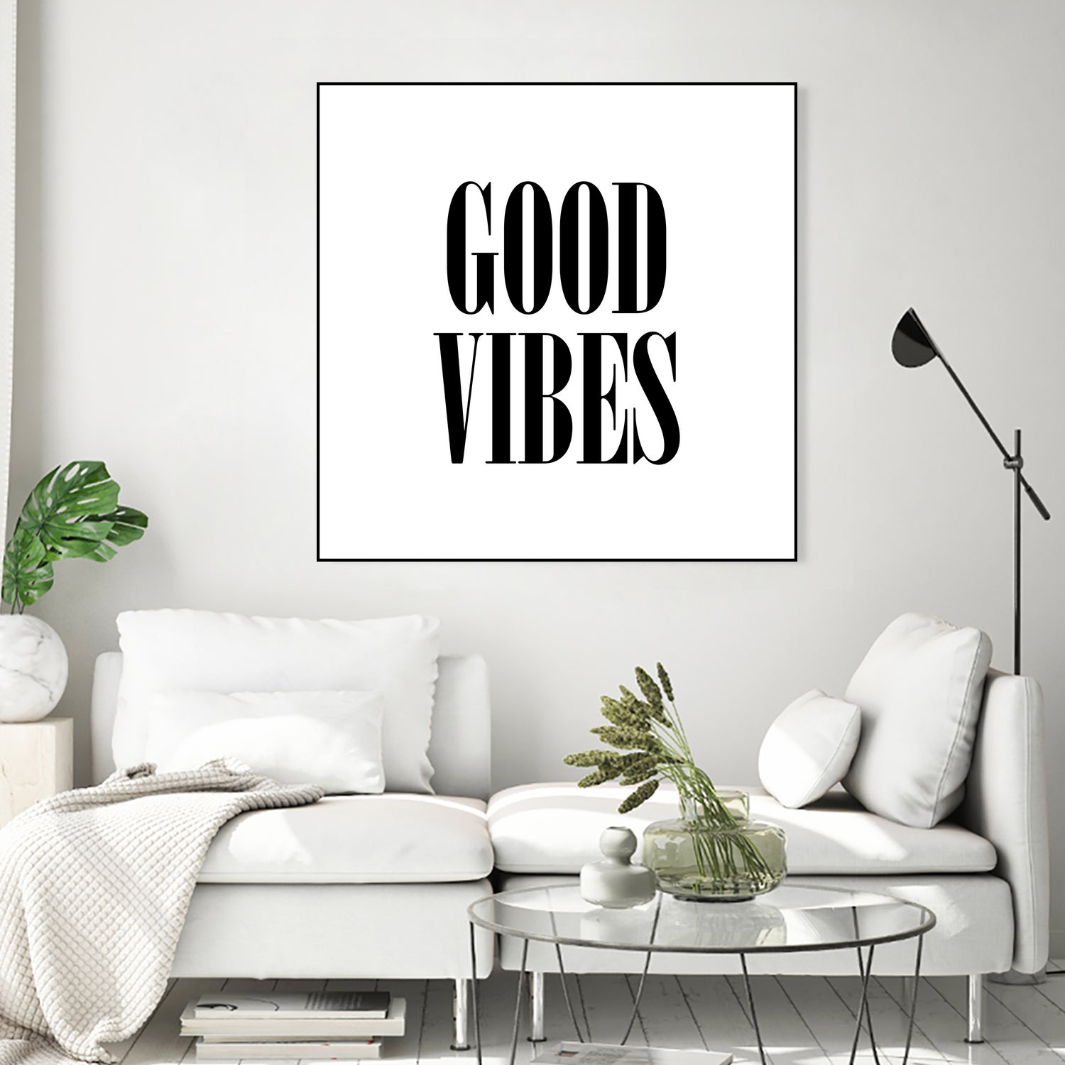 Good Vibes by Neli Dimitrova on GIANT ART - white typography