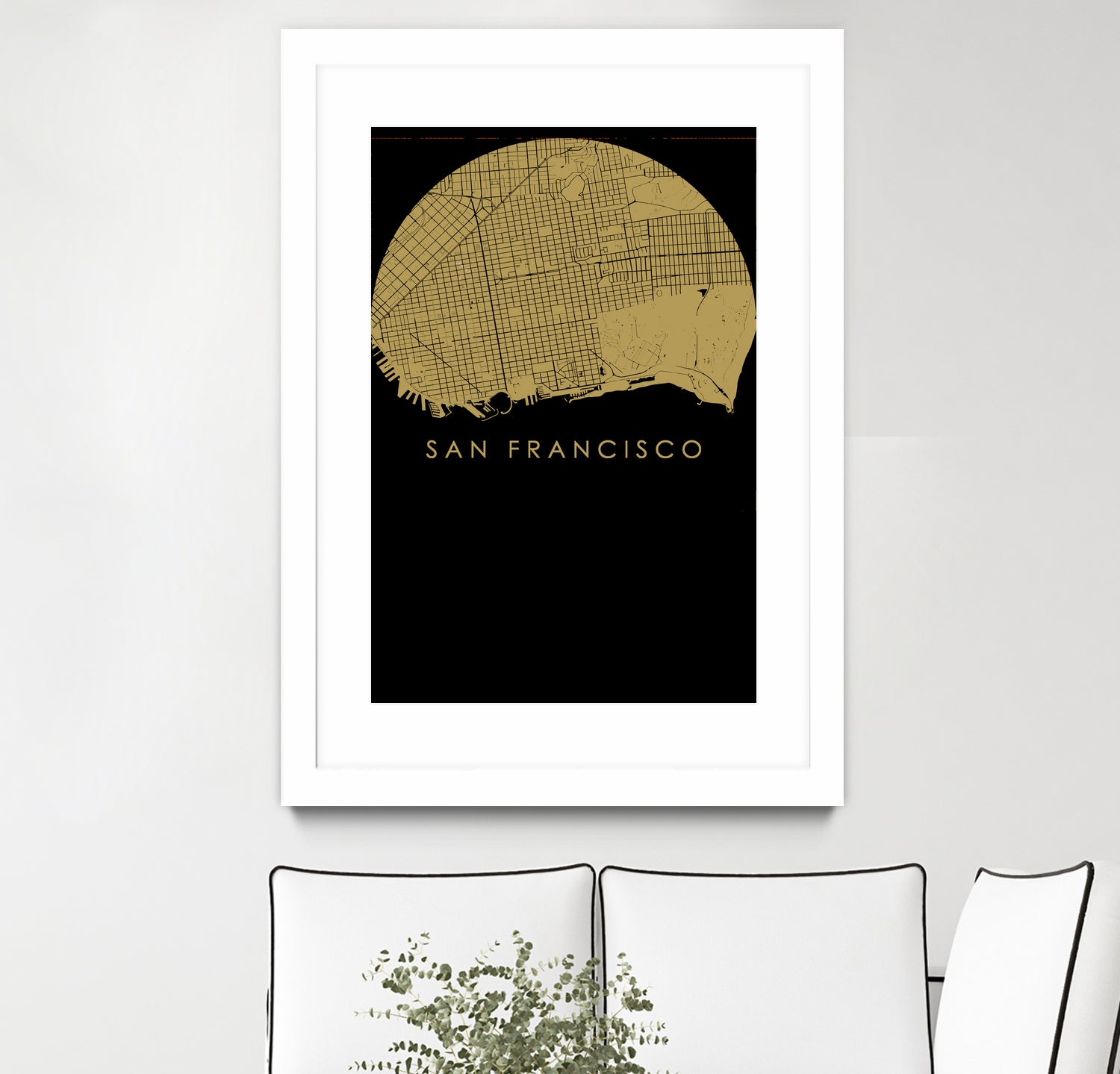 San Francisco city map gold by Javier Ruiz on GIANT ART - brown digital drawing