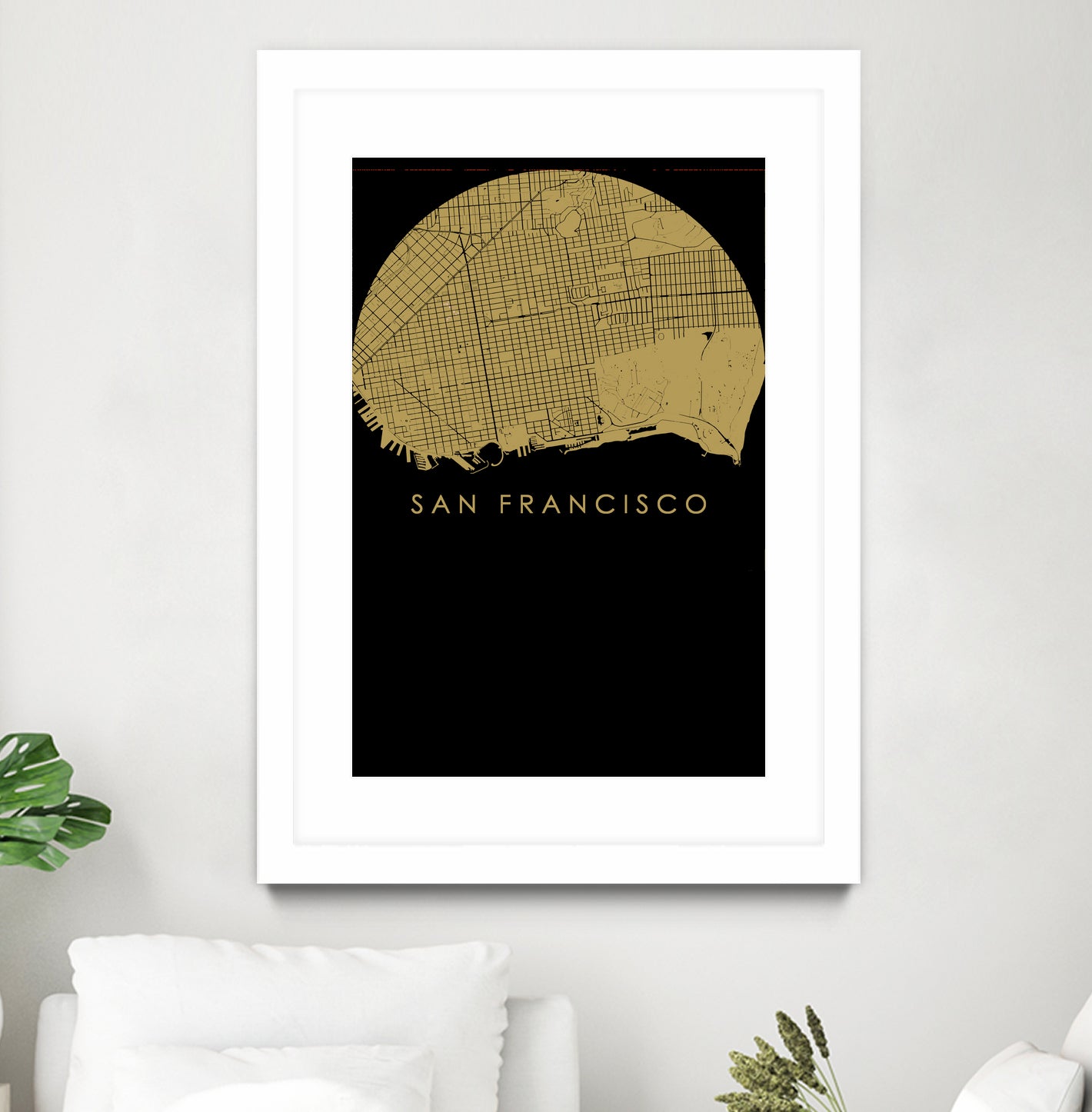 San Francisco city map gold by Javier Ruiz on GIANT ART - brown digital drawing