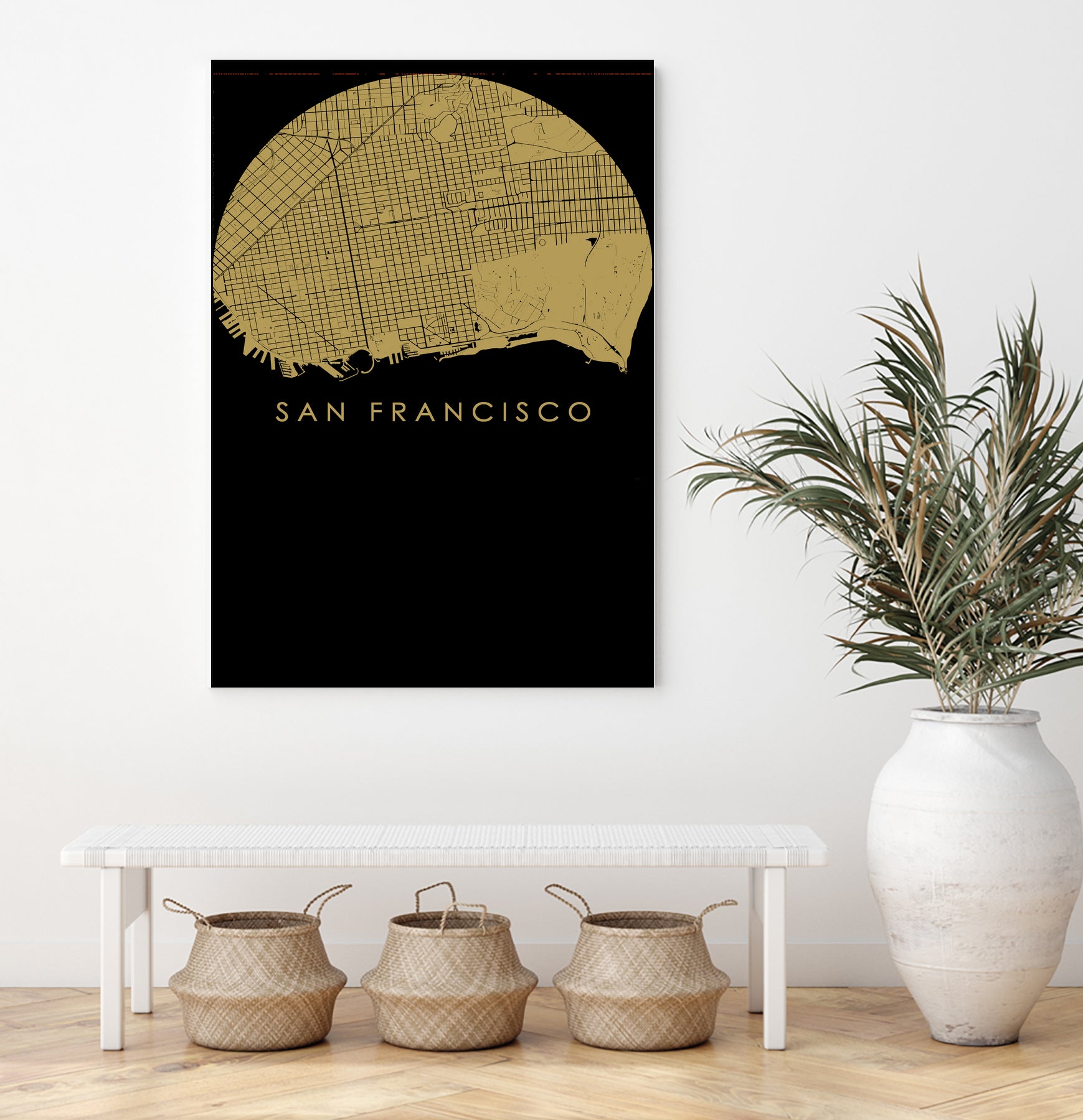 San Francisco city map gold by Javier Ruiz on GIANT ART - brown digital drawing