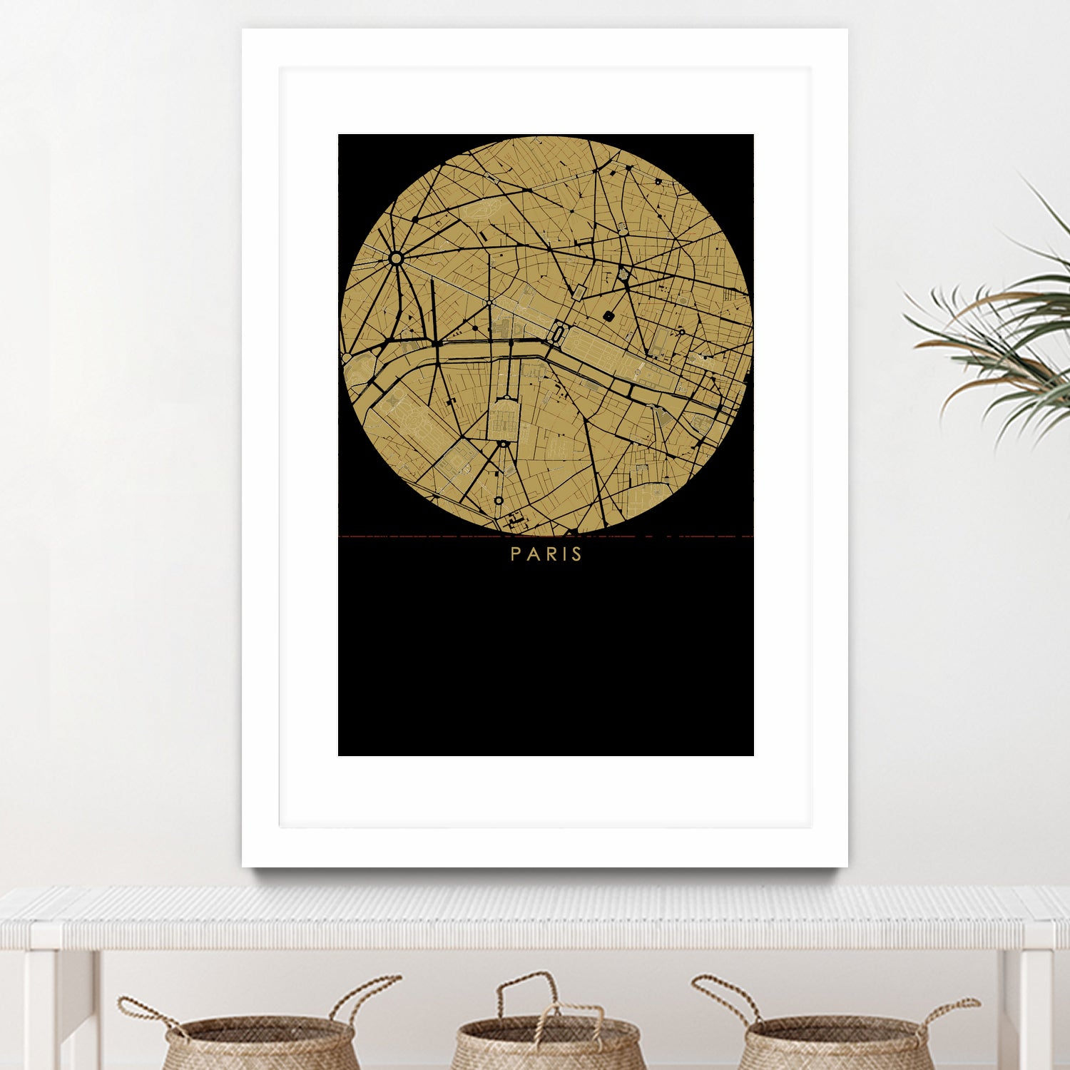 Paris city map gold by Javier Ruiz on GIANT ART - brown digital drawing