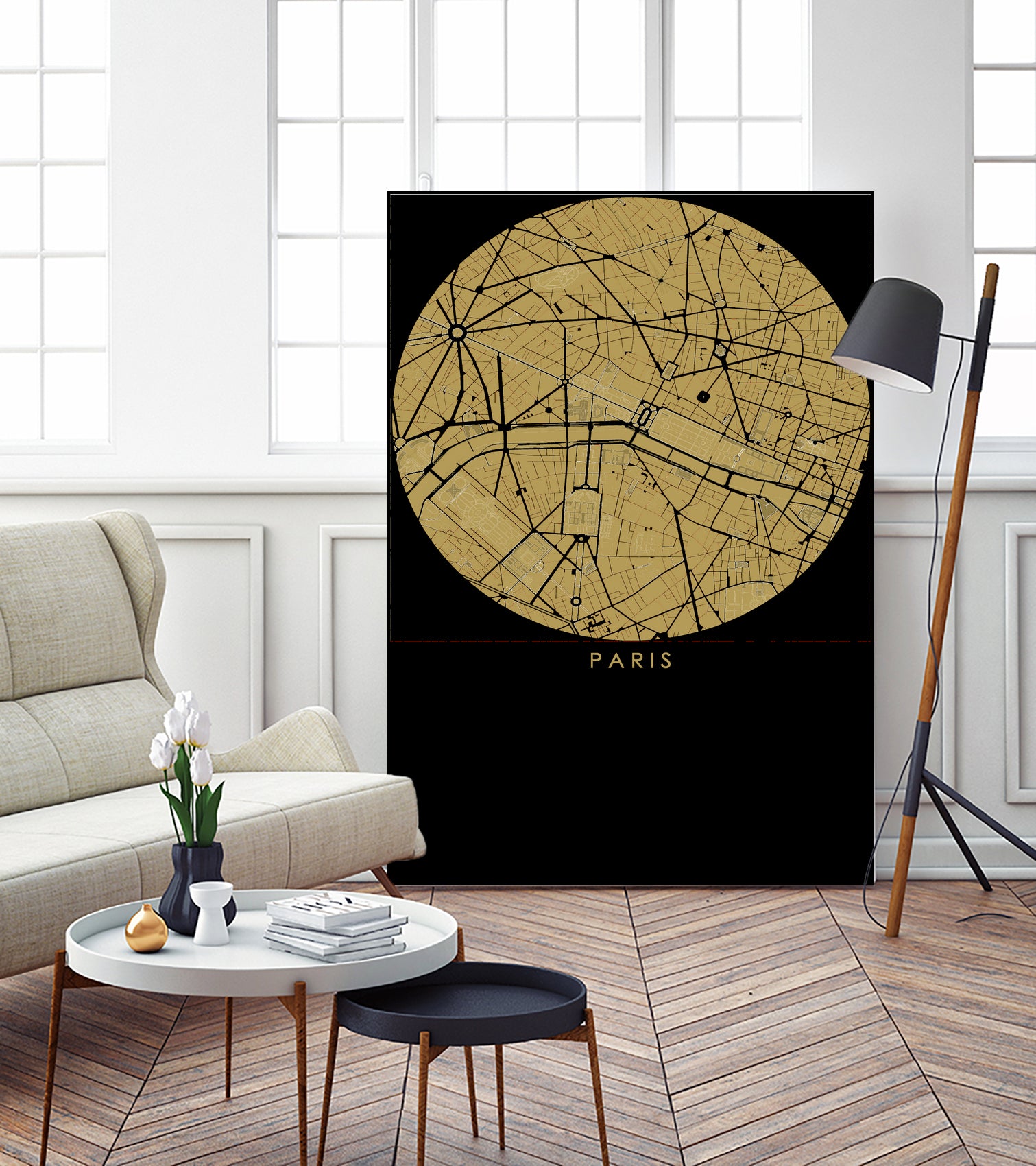 Paris city map gold by Javier Ruiz on GIANT ART - brown digital drawing