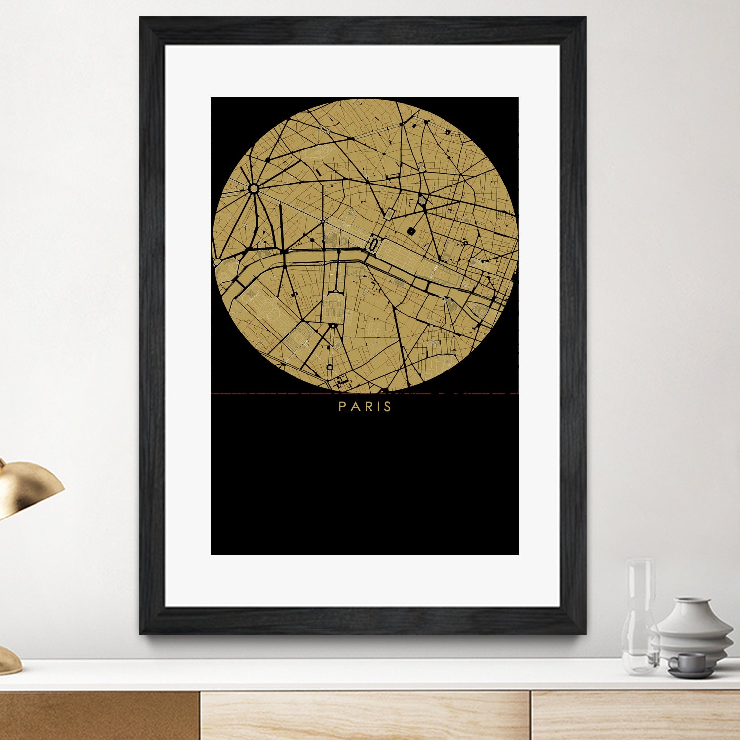 Paris city map gold by Javier Ruiz on GIANT ART - brown digital drawing