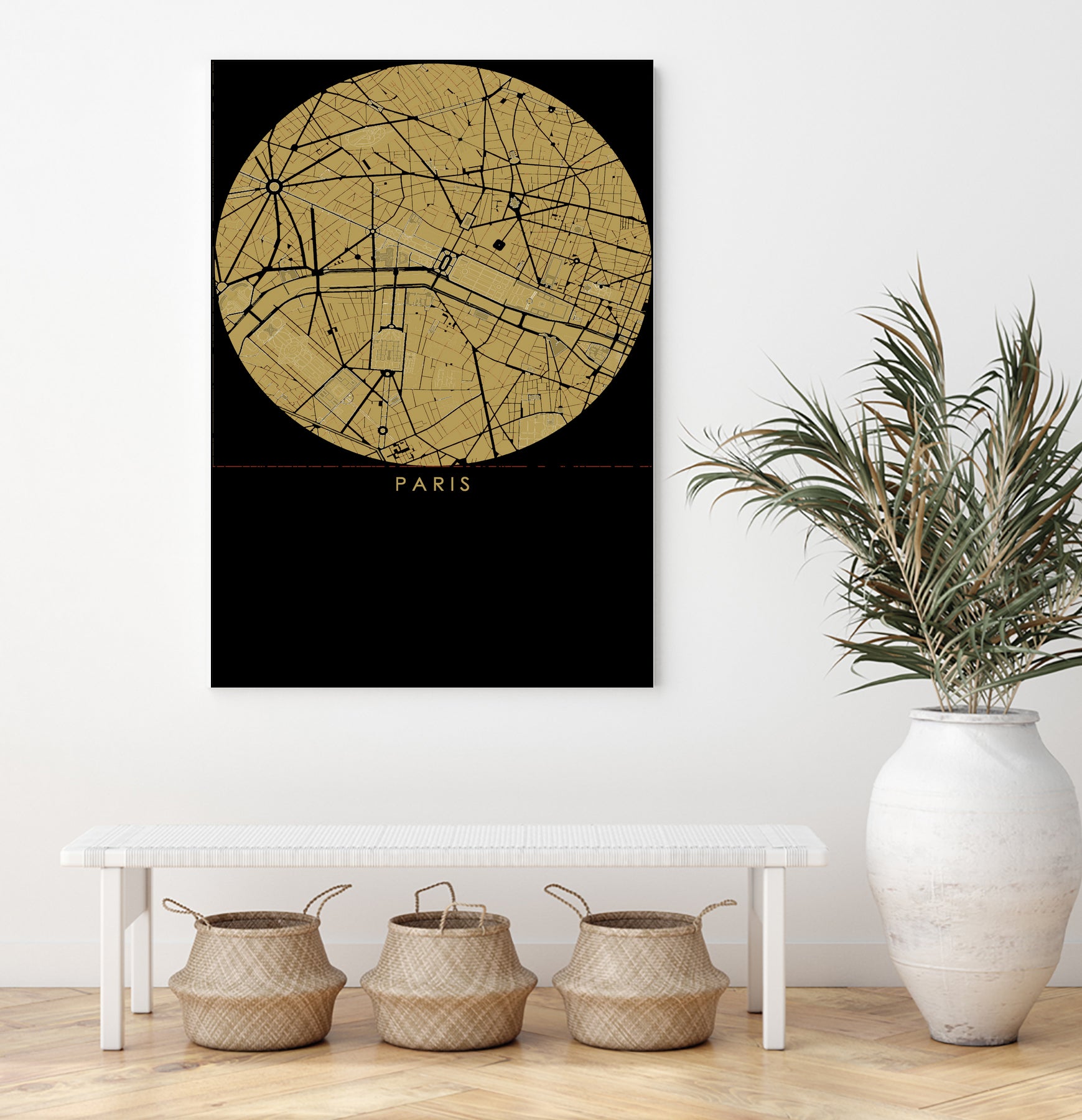 Paris city map gold by Javier Ruiz on GIANT ART - brown digital drawing