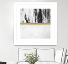 Golden Line / White by Elisabeth Fredriksson on GIANT ART - gray digital painting