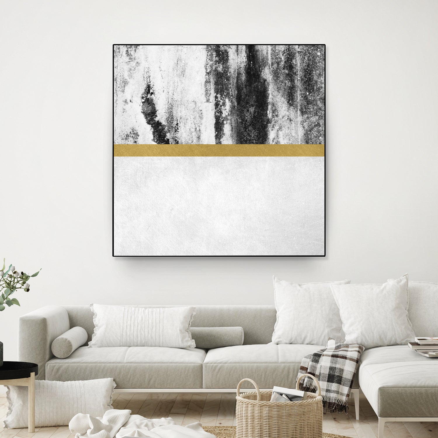 Golden Line / White by Elisabeth Fredriksson on GIANT ART - gray digital painting