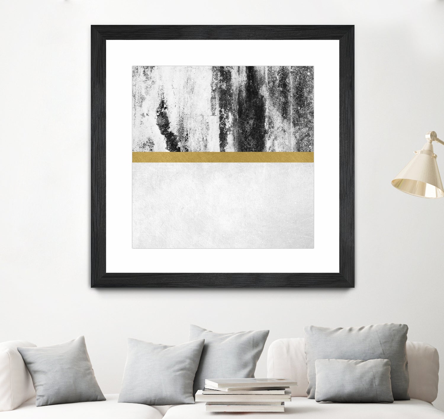 Golden Line / White by Elisabeth Fredriksson on GIANT ART - gray digital painting