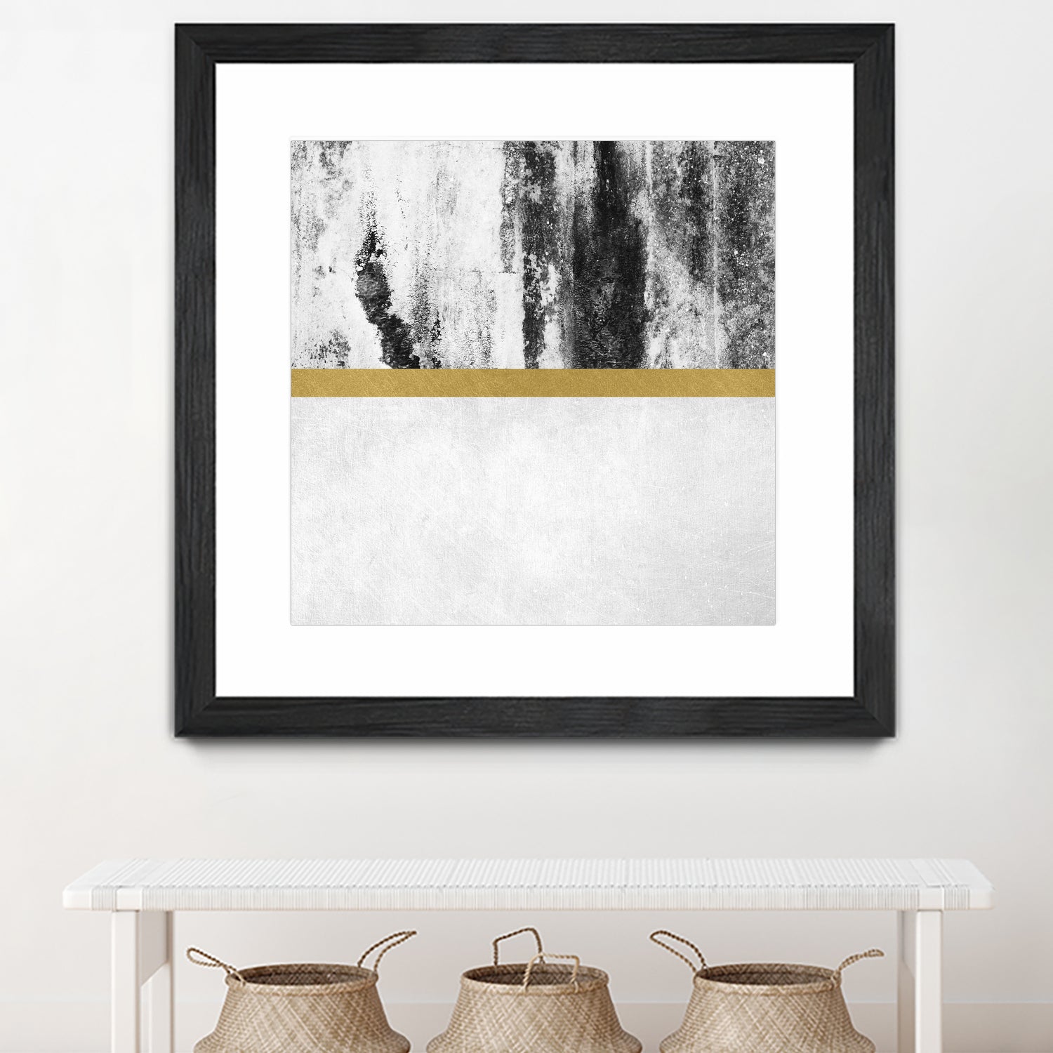 Golden Line / White by Elisabeth Fredriksson on GIANT ART - gray digital painting